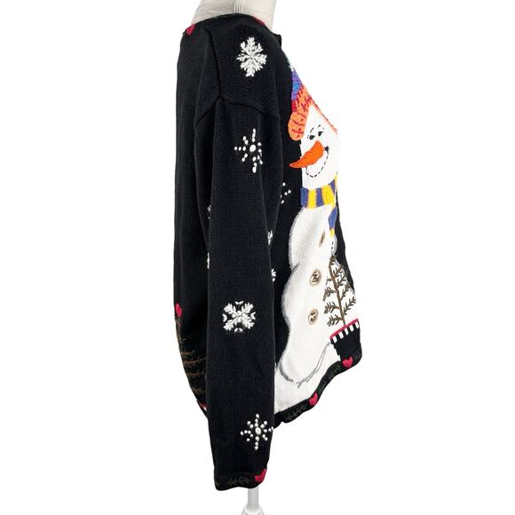 Quacker Factory Snowman Sweater M Button Down Embroidered - Picture 13 of 13